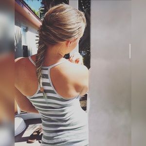 Abercrombie & Fitch | Horizontal Green & White Striped Racerback Tank | Size M